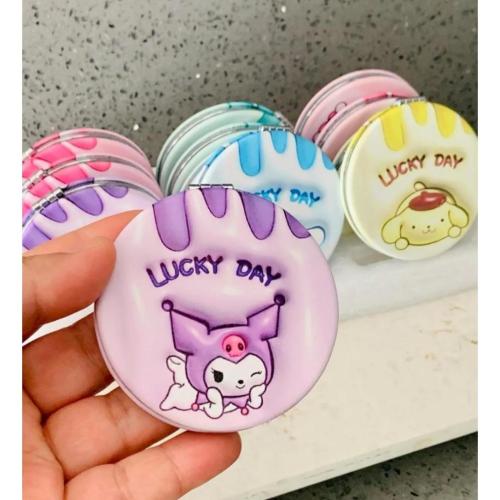 1 adet sanrio kawaii kuromi my melodi hello kitty mini makyaj cep aynası deri kaplamalı rengarek