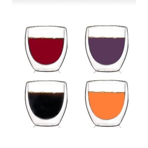 4’lü Set Espresso Bardağı 250 ml Kahve Bardağı Çift Cidarlı Bardak ısıya dayanıklı