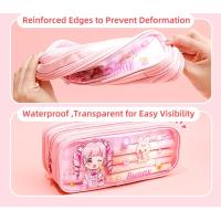 anime kız ve bear ayıcık kedili kuzu tavşan desenli kanvas geniş kapasiteli kalemlik cüzdan öğrenci