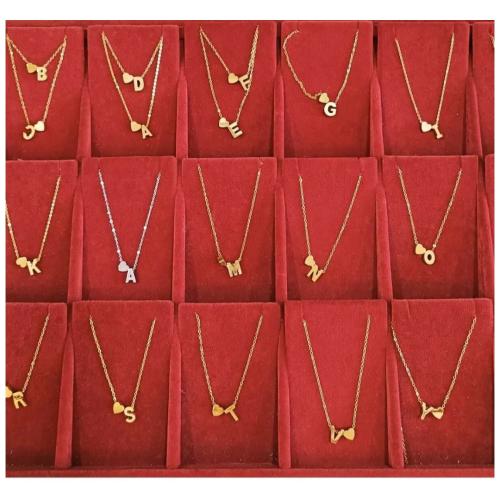çelik harfli kalpli kolye paslanmaz kararmaz çelik kolye GOLD  SİLVER renk seçenekli şık detaylı hediyelik kolyeler 