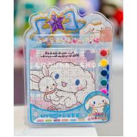 Cinnamoroll Puzzle Dıy Kendin Yap Boz Sulu Boya Seti 2 Sayfa Boyama Sticker Yapışkanlı Boncuk
