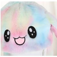 Gökkuşağı Tenkli Peluş Işıklı Kulakları Oynar Peluş Şapka Bere A Kalite Sevimli