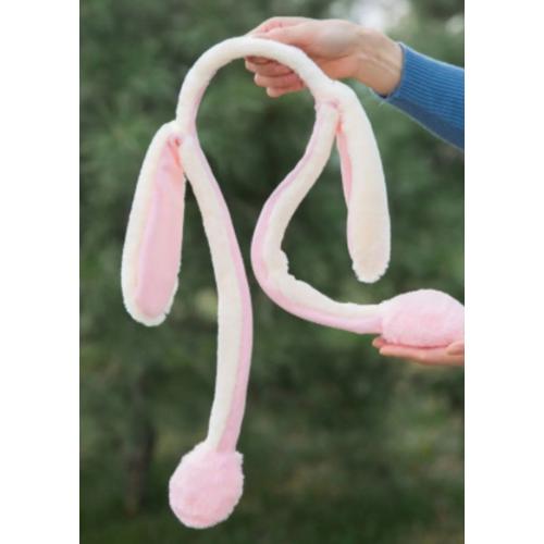 Hareketli Oynar Tavşan Kulaklı Işıklı Peluş Taç Pembe