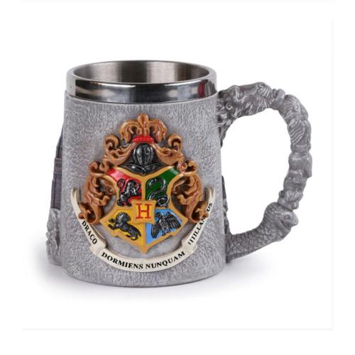 Harry Potter howarts 3D kabartmalı dış yüzey içi çelik kupa termos hediyelik