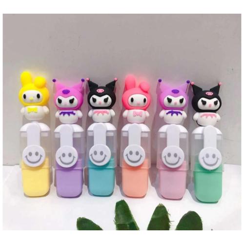 Kawaii 6'lı Fosforlu Kalem Kuromi Cinnamoroll My Melody Okul Öncesi Hediyelik Keçeli işaretleme