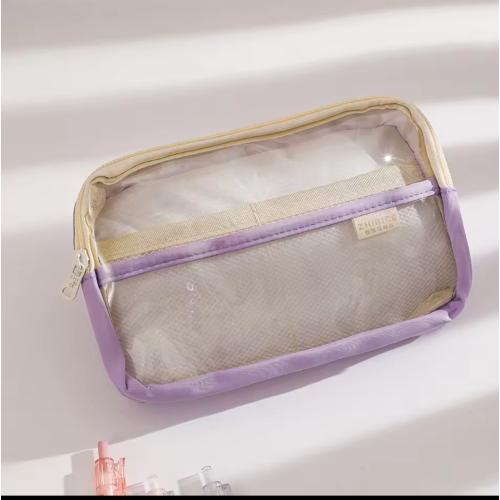 kawaii mor şeffaf büyük boy geniş kapasiteli kanvas su geçirmez kalemlik cüzdan sevimli hediyelik