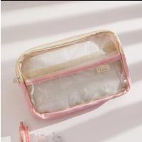 kawaii pembe şeffaf büyük boy geniş kapasiteli kanvas su geçirmez kalemlik cüzdan sevimli hediyelik