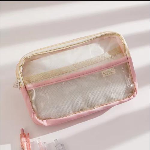 kawaii pembe şeffaf büyük boy geniş kapasiteli kanvas su geçirmez kalemlik cüzdan sevimli hediyelik