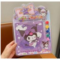 Kuromi Puzzle Dıy Kendin Yap boz Sulu Boya Seti 2 Sayfa Boyama Sticker Yapışkanlı Boncuk Hediyelik