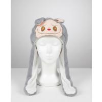 labubu figürlü gri ışıklı kulakları hareketli peluş şapka hediyelik özel seri