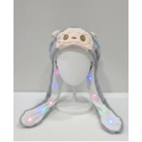 labubu figürlü gri ışıklı kulakları hareketli peluş şapka hediyelik özel seri