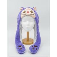 labubu figürlü mor ışıklı kulakları hareketli peluş şapka hediyelik özel seri