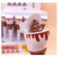 Mavi mürekkepli klozet poo kalem açılır kapaklı poo sevimli oyuncaklı kalem