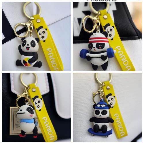Panda figürlü lüx anahtarlık çanta aksesuarı peluş oyuncak rengarenk hediyelik 1adet