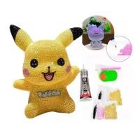 Pikachu pokemon DİY kendin yap elmas mozaik yapıştırma işlemeli 3D figürlü kumbara hediyelik hobi