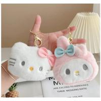 sanrio cinnamarol kuromi karikatür cüzdanlı peluş anahtarlık hediyelik 1 adet
