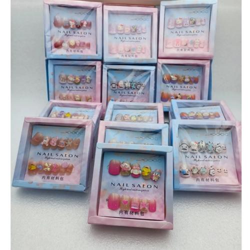 Sanrio kawaii 3D figürlü takma tırnak 12'li takma tırnak seti özel seri kutulu hediyelik setler 1set