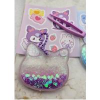 sanrio kawaii içi sulu simli sticker DİY kendin yap anahtarlık hobi seti okul öncesi hediyelik 1adet
