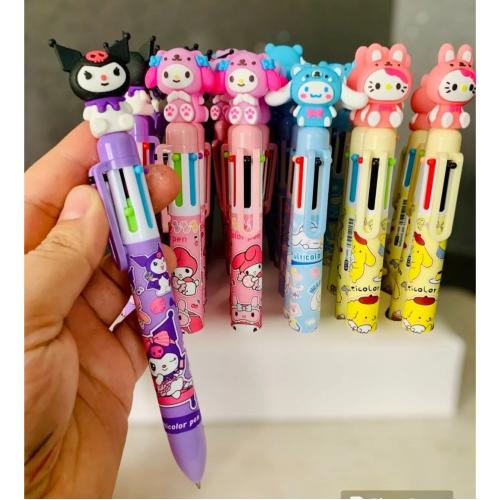 sanrio kawaii kuromi cinnamorol my melody figürlü 6 renkli tükenmez kalemler sevimli hediyelik 1adet