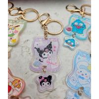 sanrio kawaii şeffaf baskılı parıltılı sevimli anahtarlık çanta süsü hediyelik model seçenekli 1adet