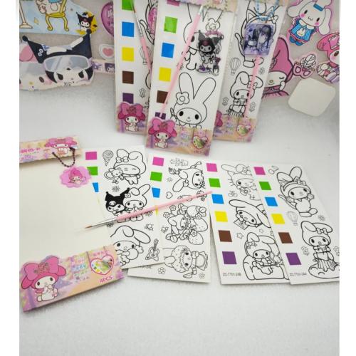 sanrio kawaii sulu boyama posterleri fırçalı anahtarlıklı sulu boyama seti okul öncesi hediyelik