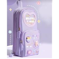 sanrio mor figürlü çok bölmeli geniş kapasiteli kanvas kalemlik çanta cüzdan okul öncesi sevimli hediyelik
