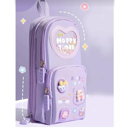 sanrio mor figürlü çok bölmeli geniş kapasiteli kanvas kalemlik çanta cüzdan okul öncesi sevimli hediyelik