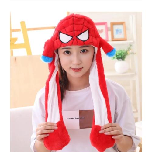 Spider Man Kırmızı Peluş Işıklı Kulakları Oynar Peluş Şapka Bere A Kalite Sevimli
