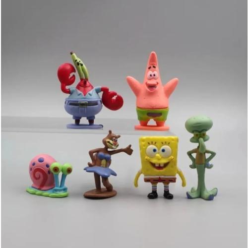 Sünger Bob 6'lı Figür Seti Çok Sevimli Ve Tatli Minik Karakter Figürleri Hediyelik Seti