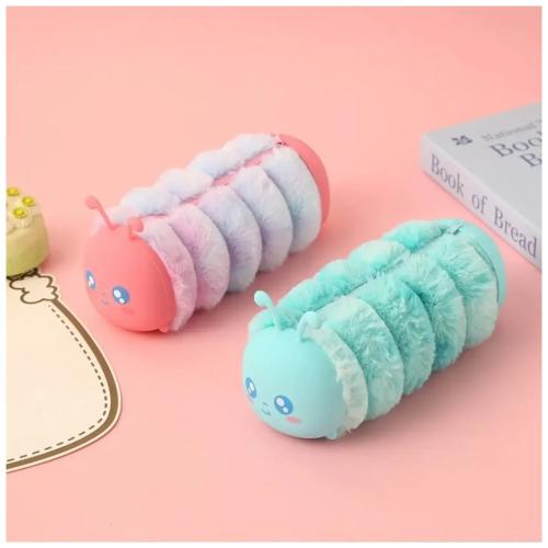 tırtıl tasarımlı yuvarlık peluş kalemlik sevimli kaliteli okul öncesi hediyelik kalemlik cüzdan