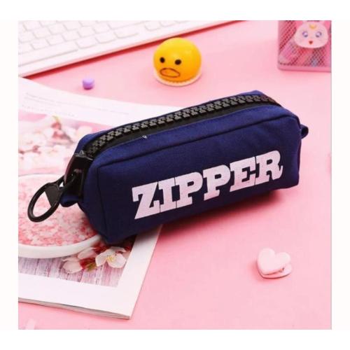 zipper lacivert geniş  kapasiteli kalemlik büyük fermuarlı kaliteli kalem kutusu cüzdan
