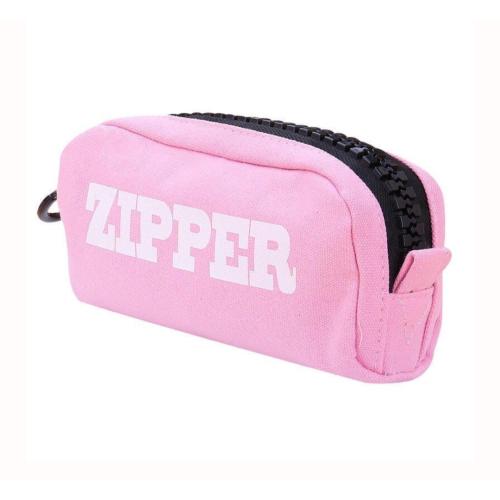 zipper pembe geniş  kapasiteli kalemlik büyük fermuarlı kaliteli kalem kutusu cüzdan